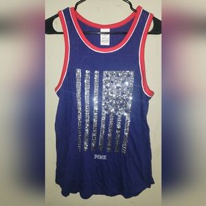 Victoria Secret PINK Tank size Small Blue, Red, Sequins